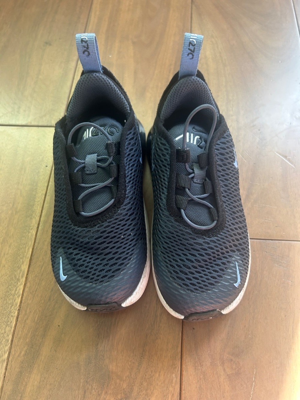Nike Kids Black Mesh Slip-On Sneakers with Light Blue Accents